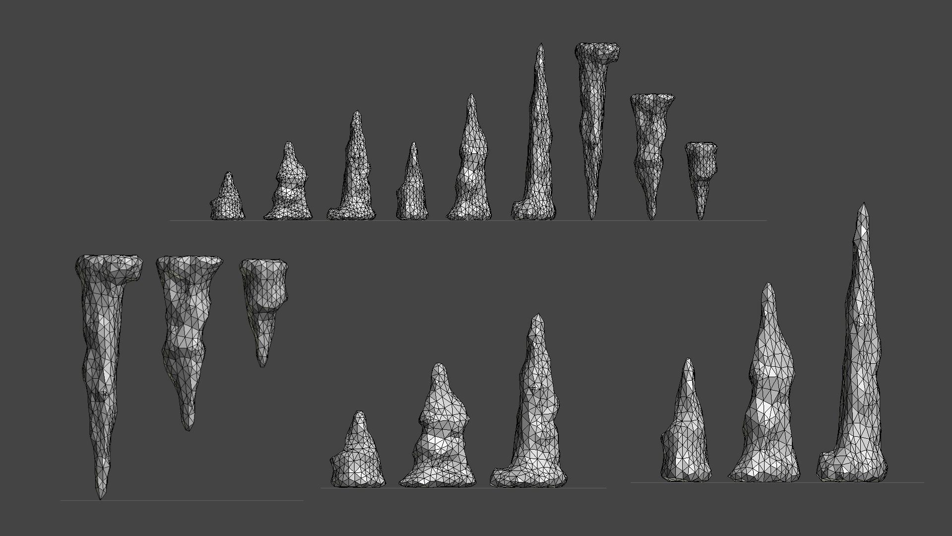 Stalagmite Set - Red Rock 3D model_13