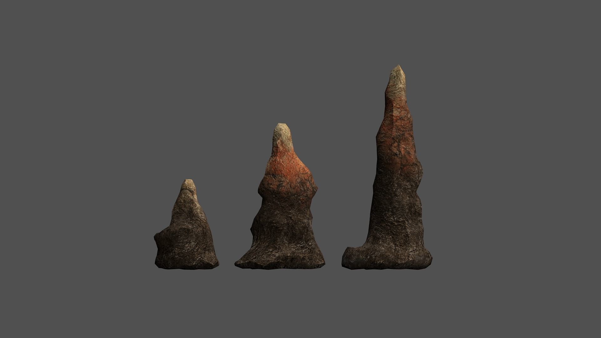 Stalagmite Set - Red Rock 3D model_8
