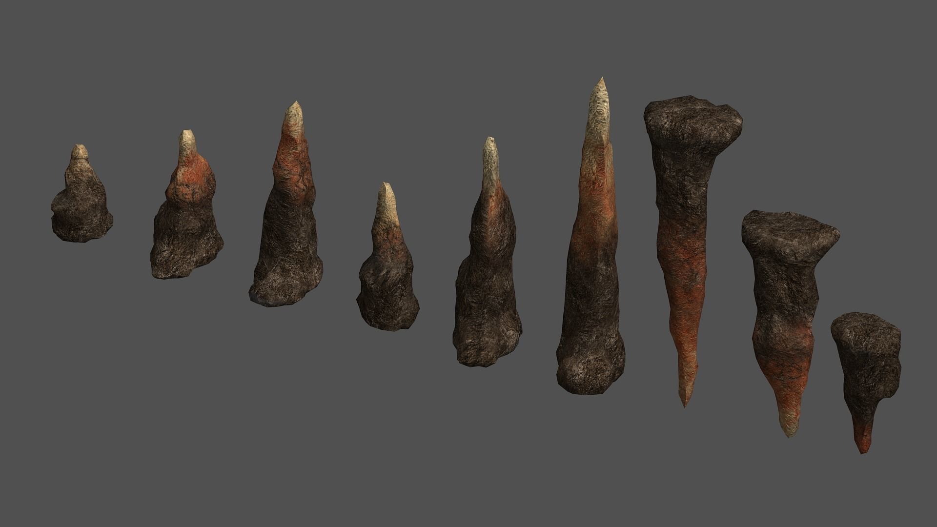 Stalagmite Set - Red Rock 3D model_2