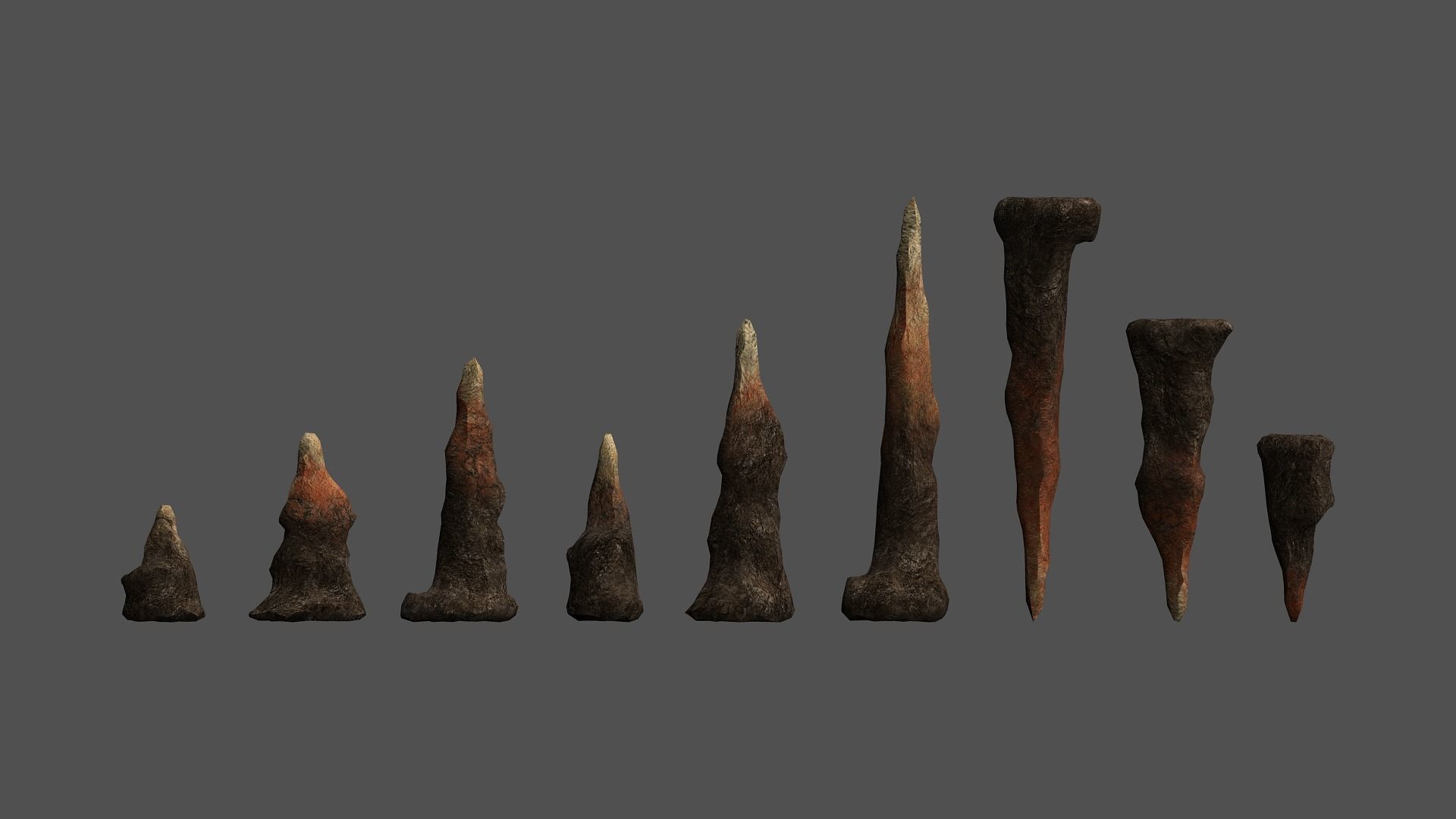 Stalagmite Set - Red Rock 3D model_5