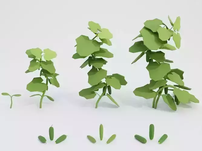 Low poly cucumbers