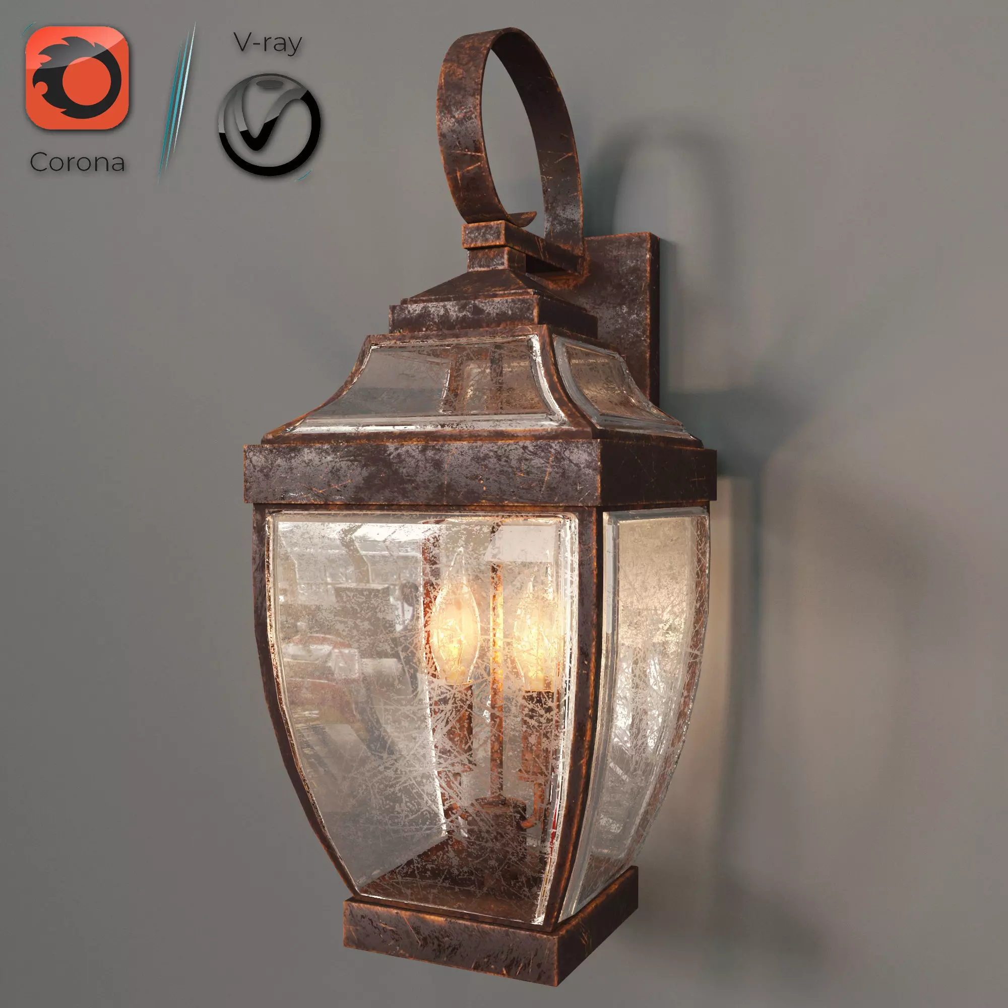 Rusted bellevue wall light 3D model_0
