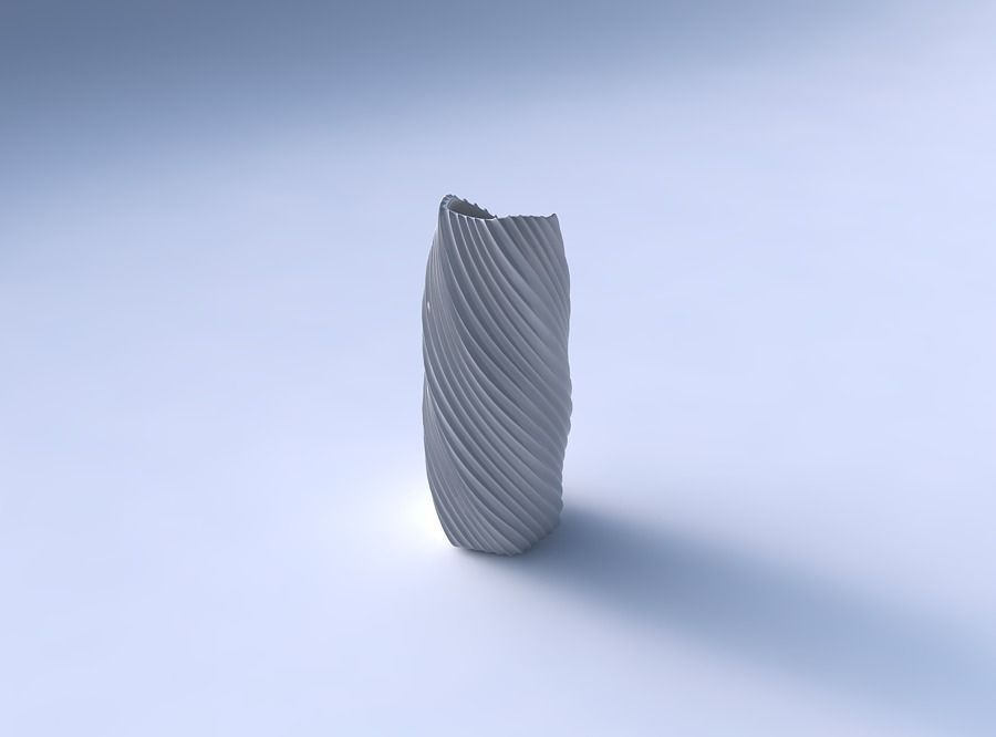 Vase twisted arc hexagon with extruded vertical lines 2 3D print model_3