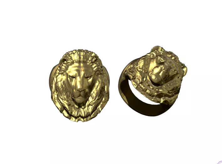 Detailed Realistic Lion Ring 3D print model