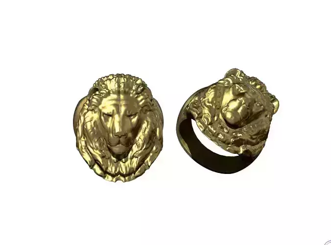 Detailed Realistic Lion Ring