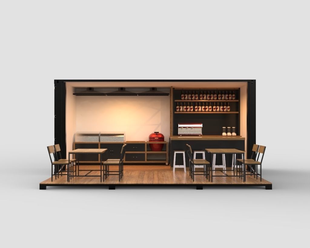 Bar Grill Container Cafe 3D model_1