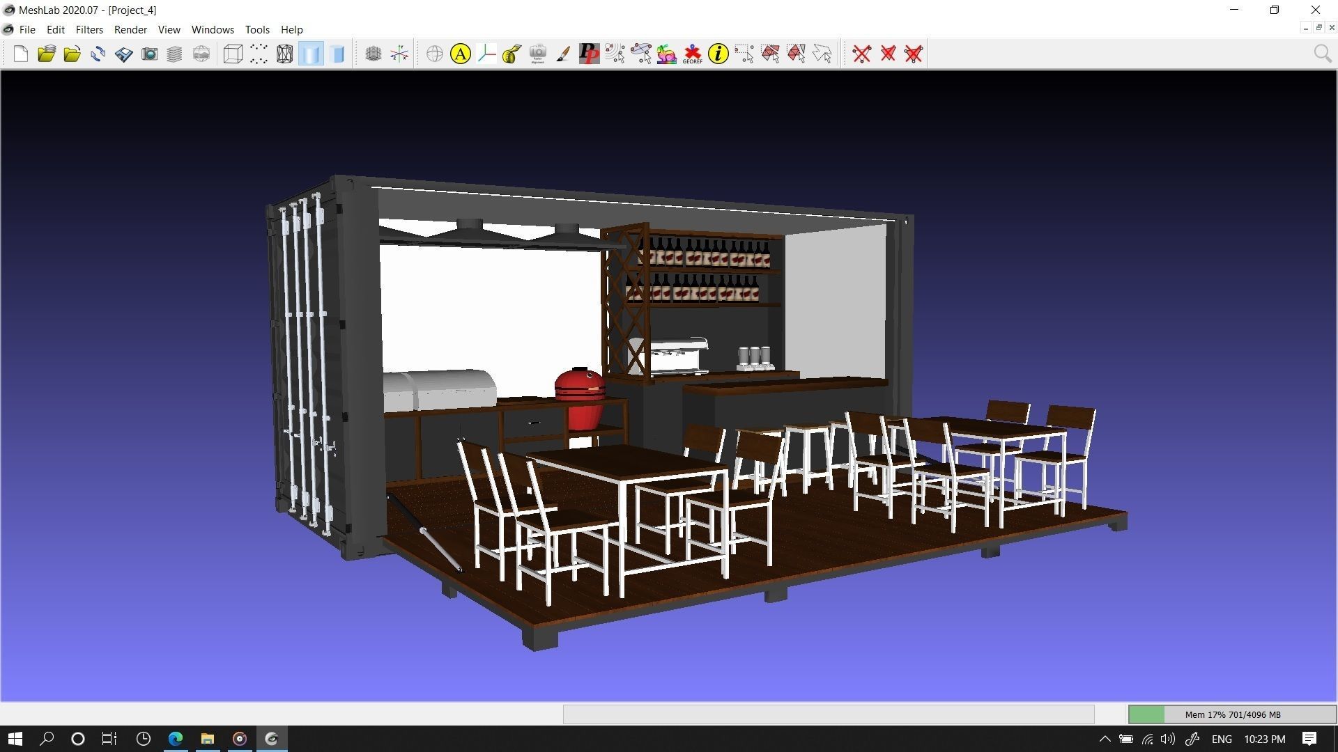 Bar Grill Container Cafe 3D model_5