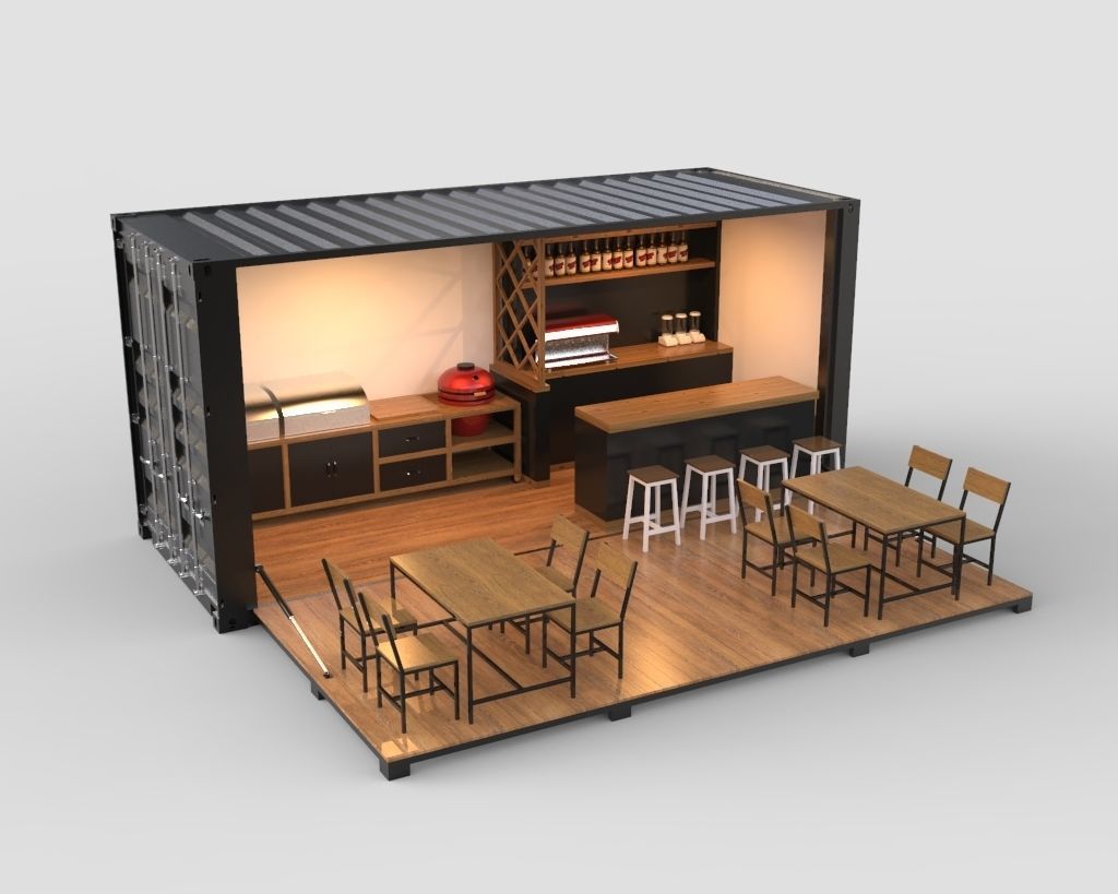 Bar Grill Container Cafe 3D model_3