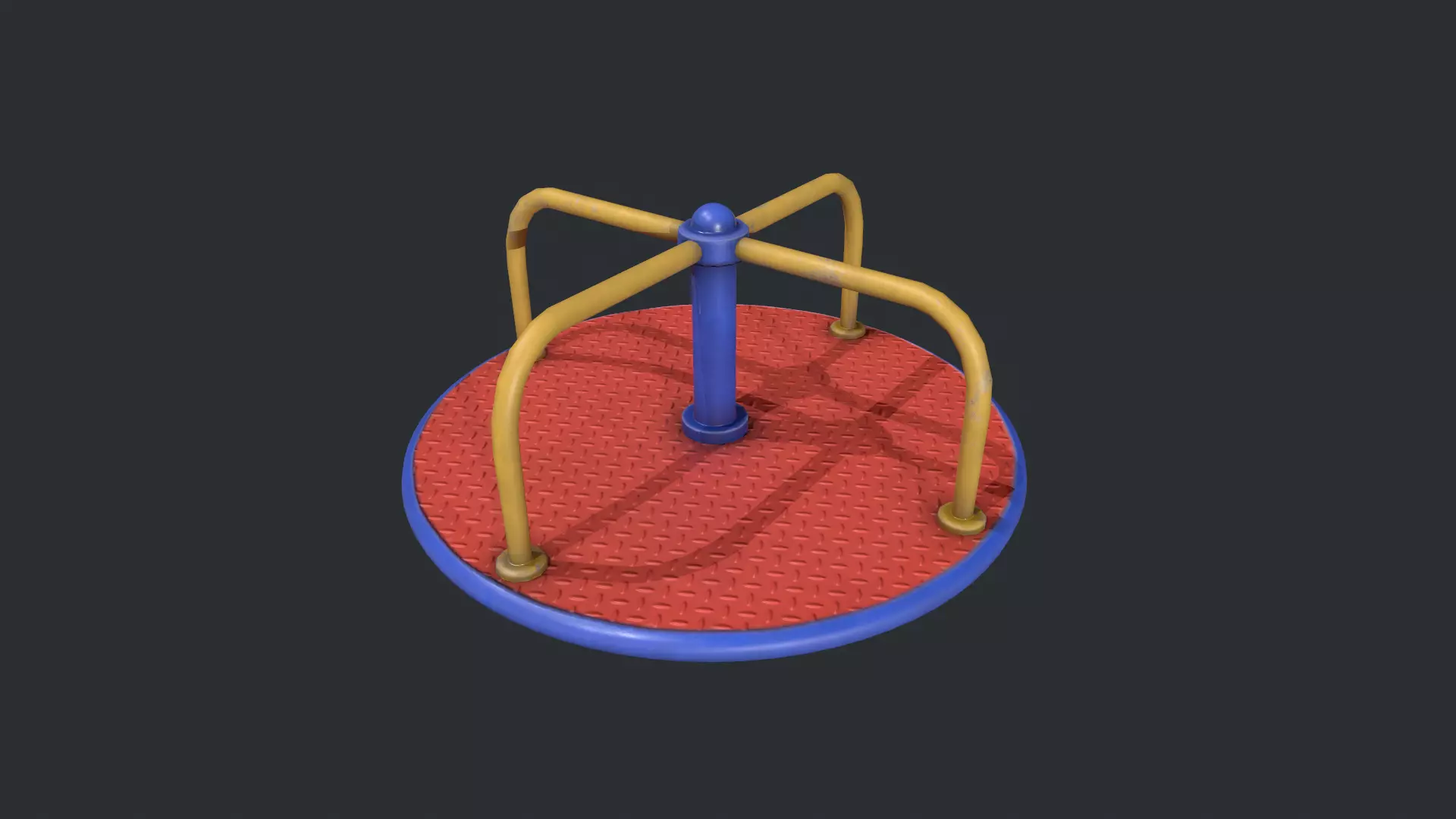 Playground Roundabout - Red Low-poly 3D model_0