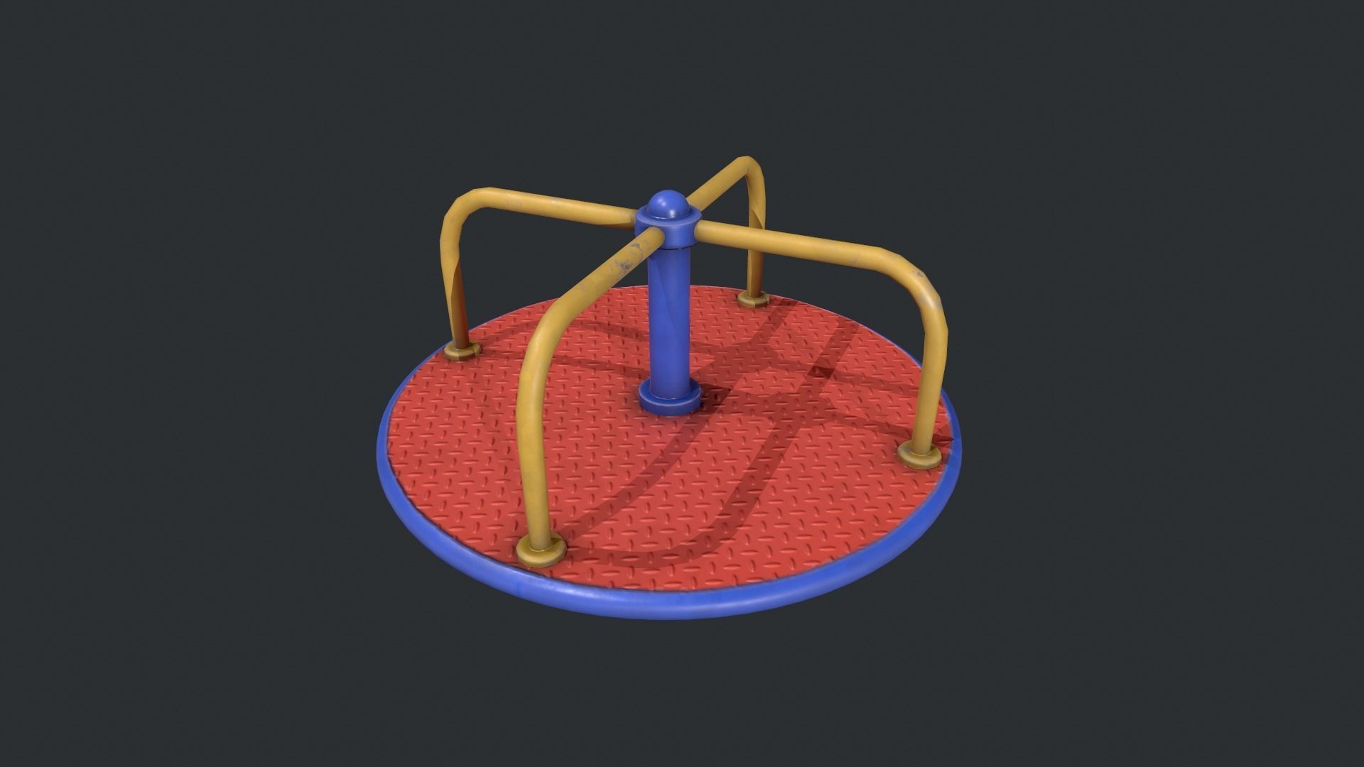 Playground Roundabout - Red Low-poly 3D model_11