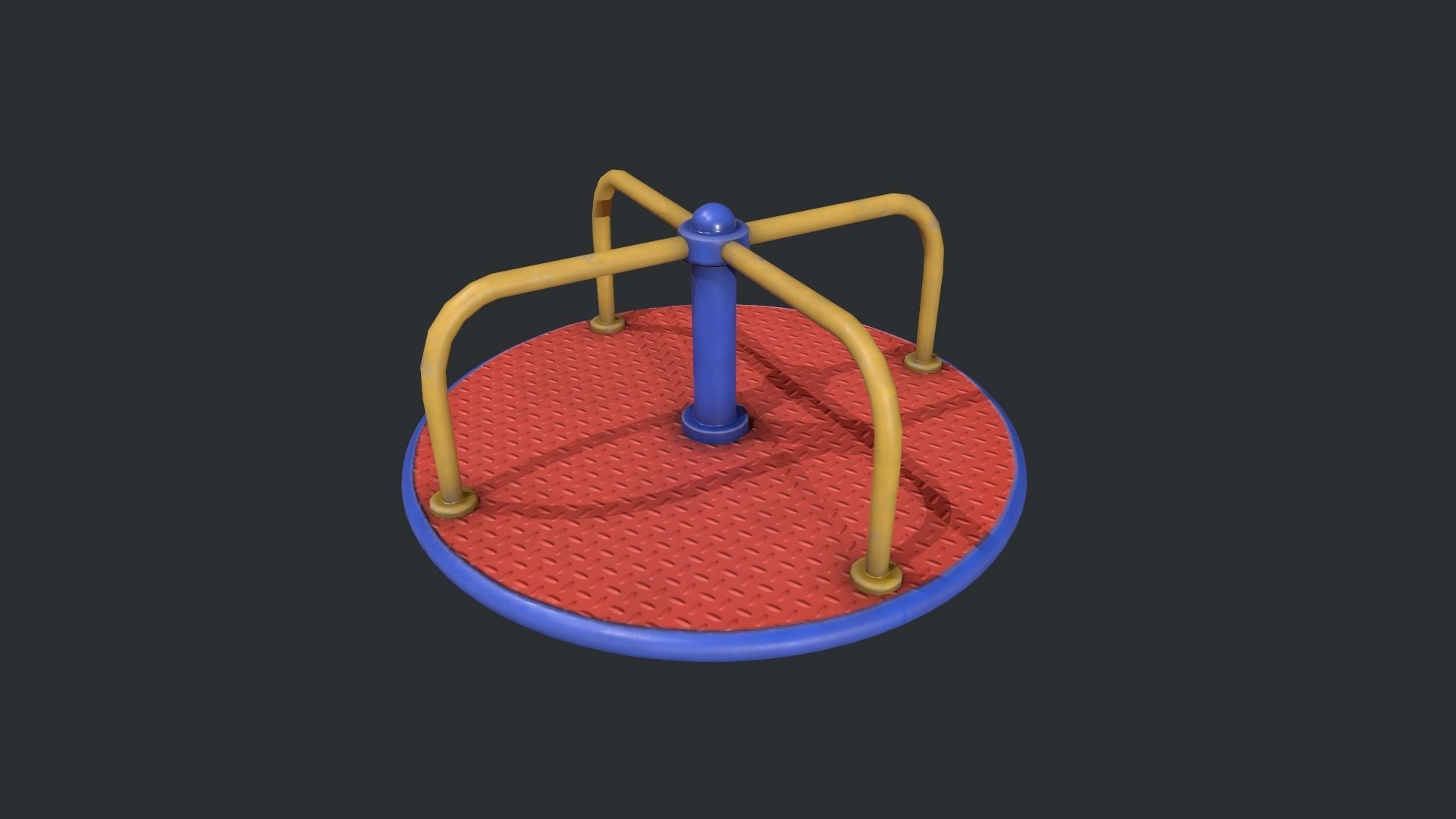 Playground Roundabout - Red Low-poly 3D model_18