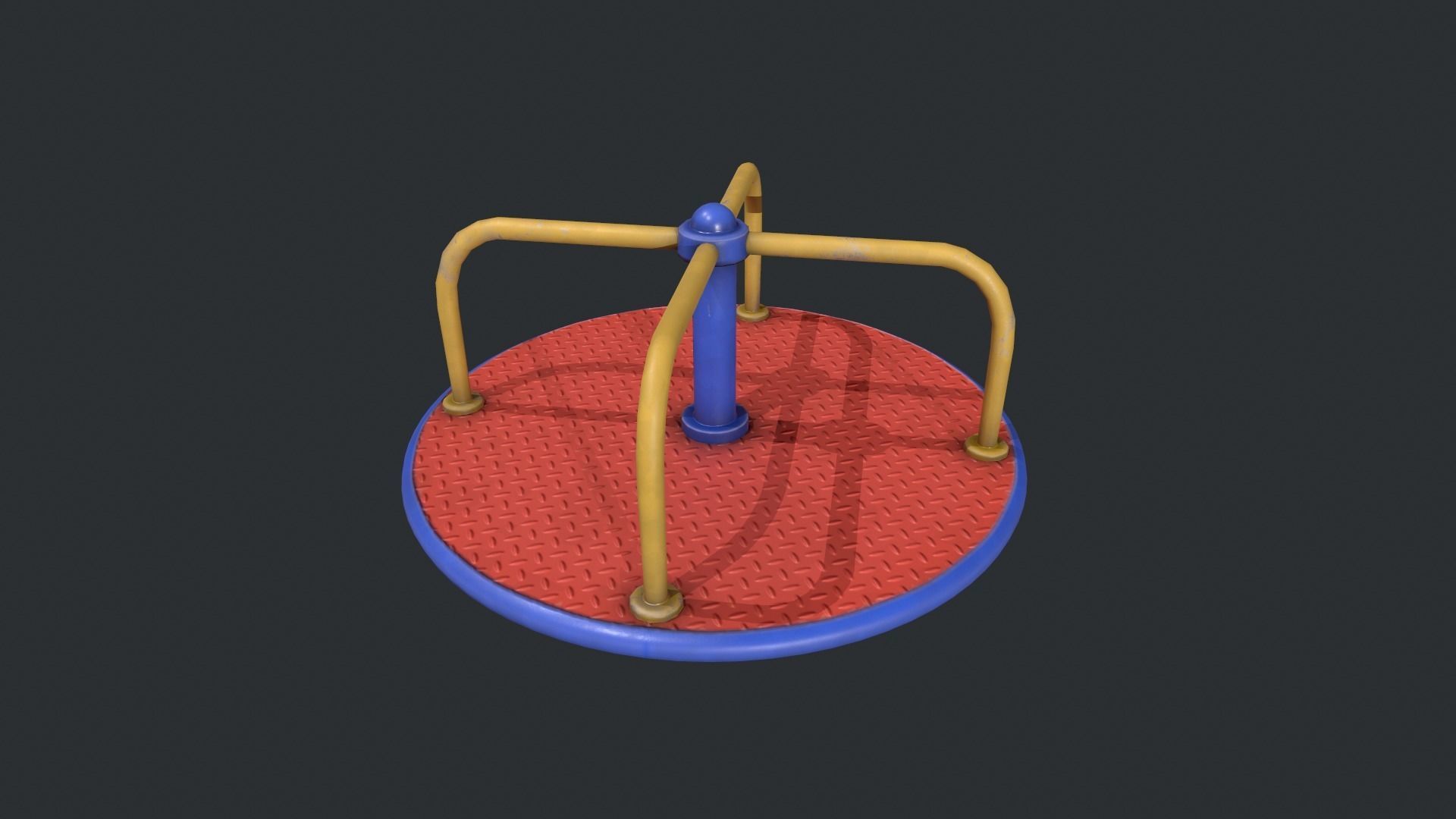 Playground Roundabout - Red Low-poly 3D model_15