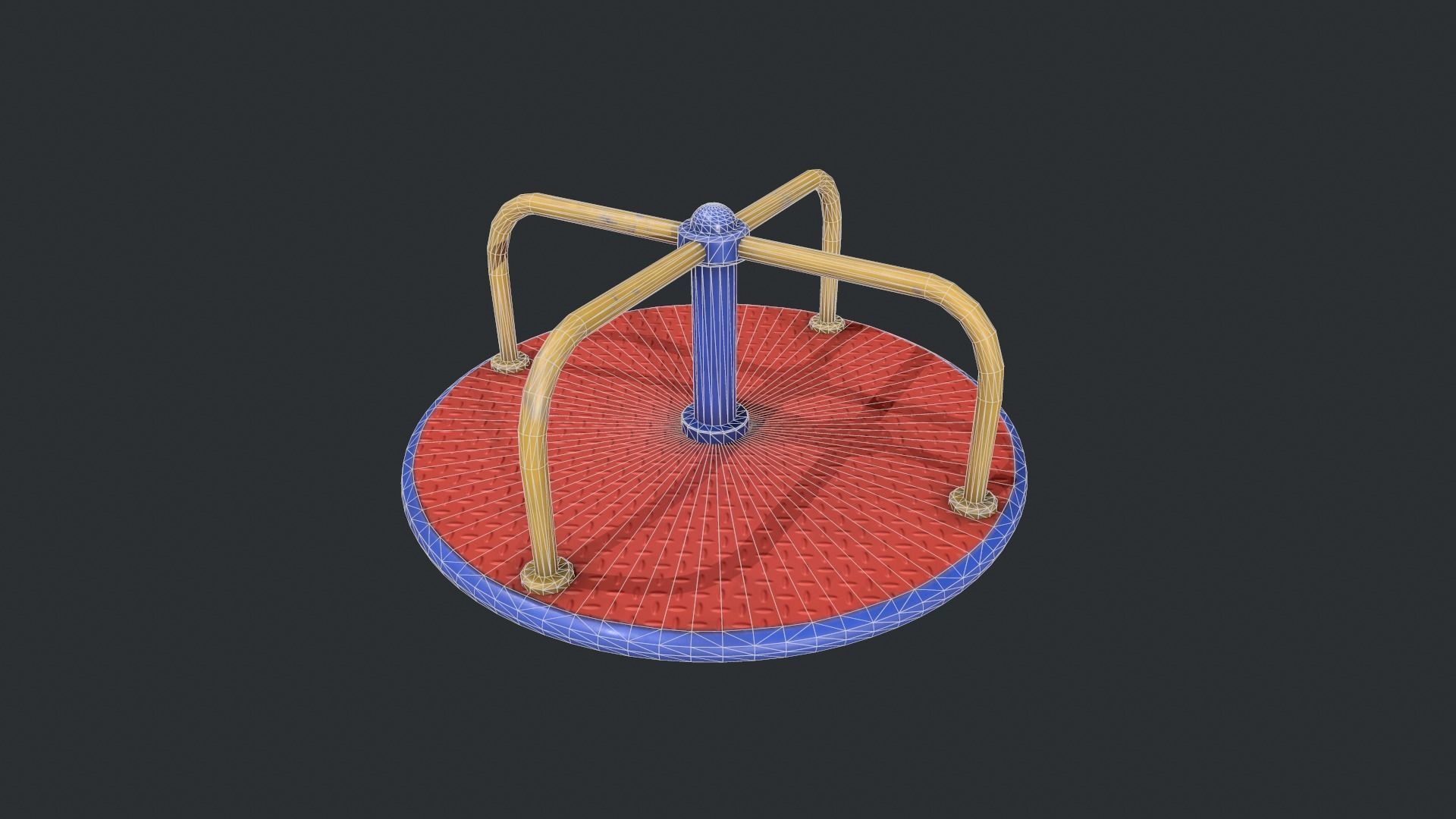 Playground Roundabout - Red Low-poly 3D model_23
