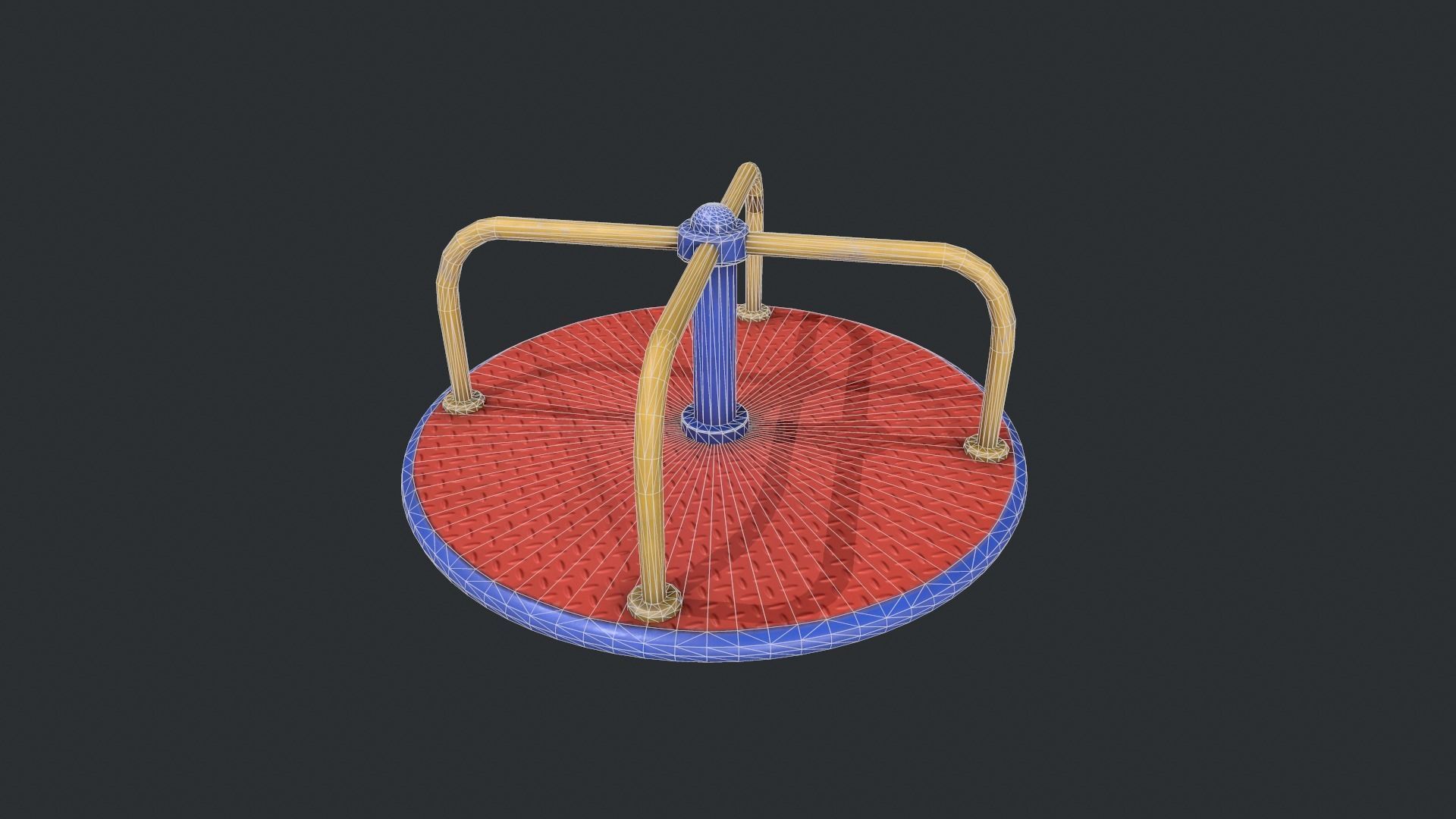Playground Roundabout - Red Low-poly 3D model_25
