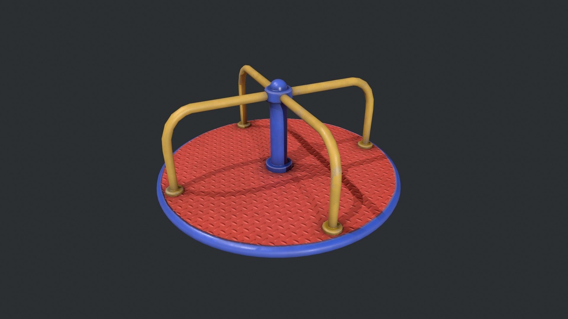 Playground Roundabout - Red Low-poly 3D model_1