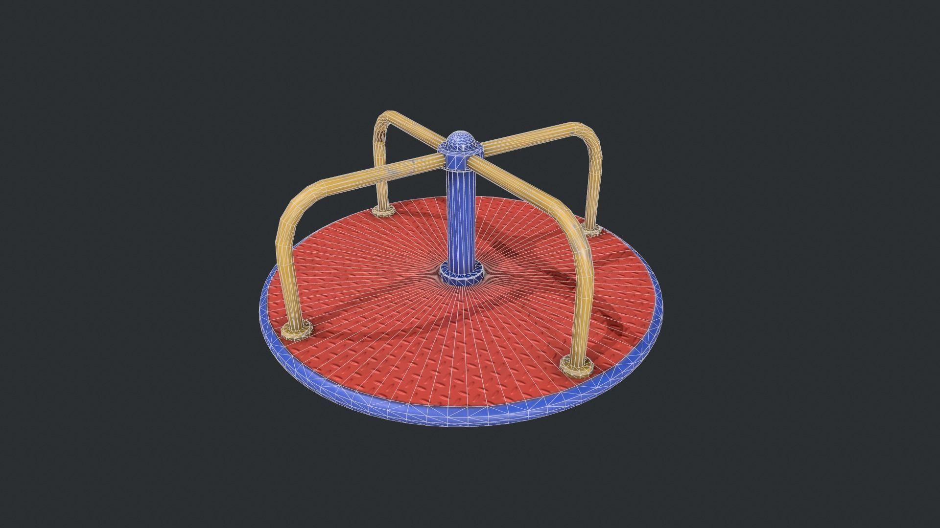 Playground Roundabout - Red Low-poly 3D model_21