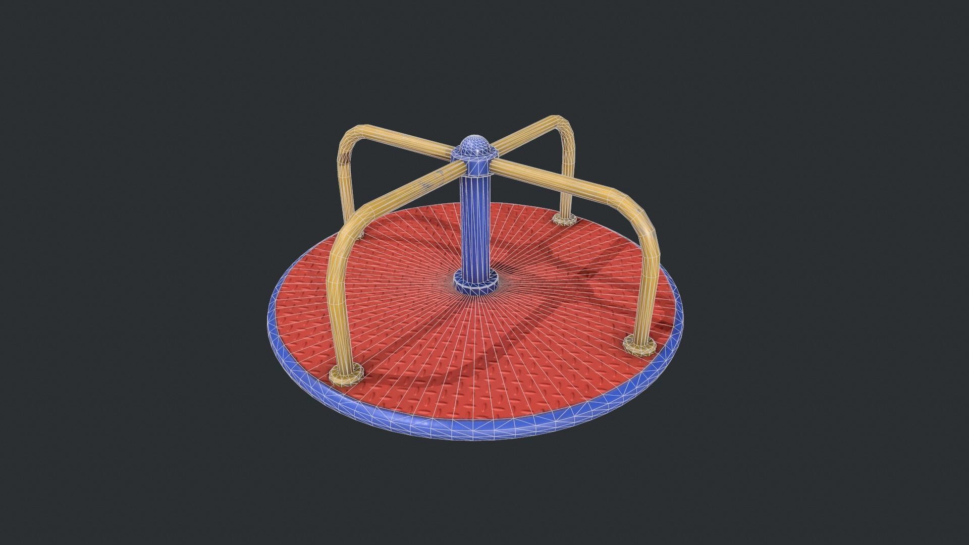 Playground Roundabout - Red Low-poly 3D model_30