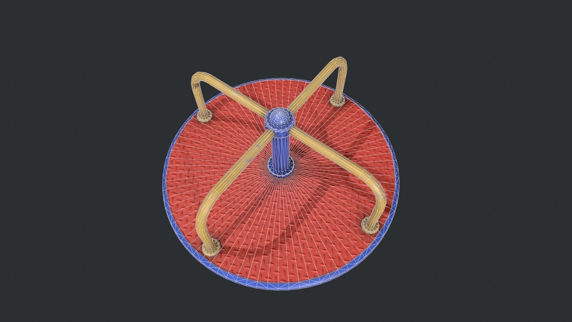 Playground Roundabout - Red Low-poly 3D model_31