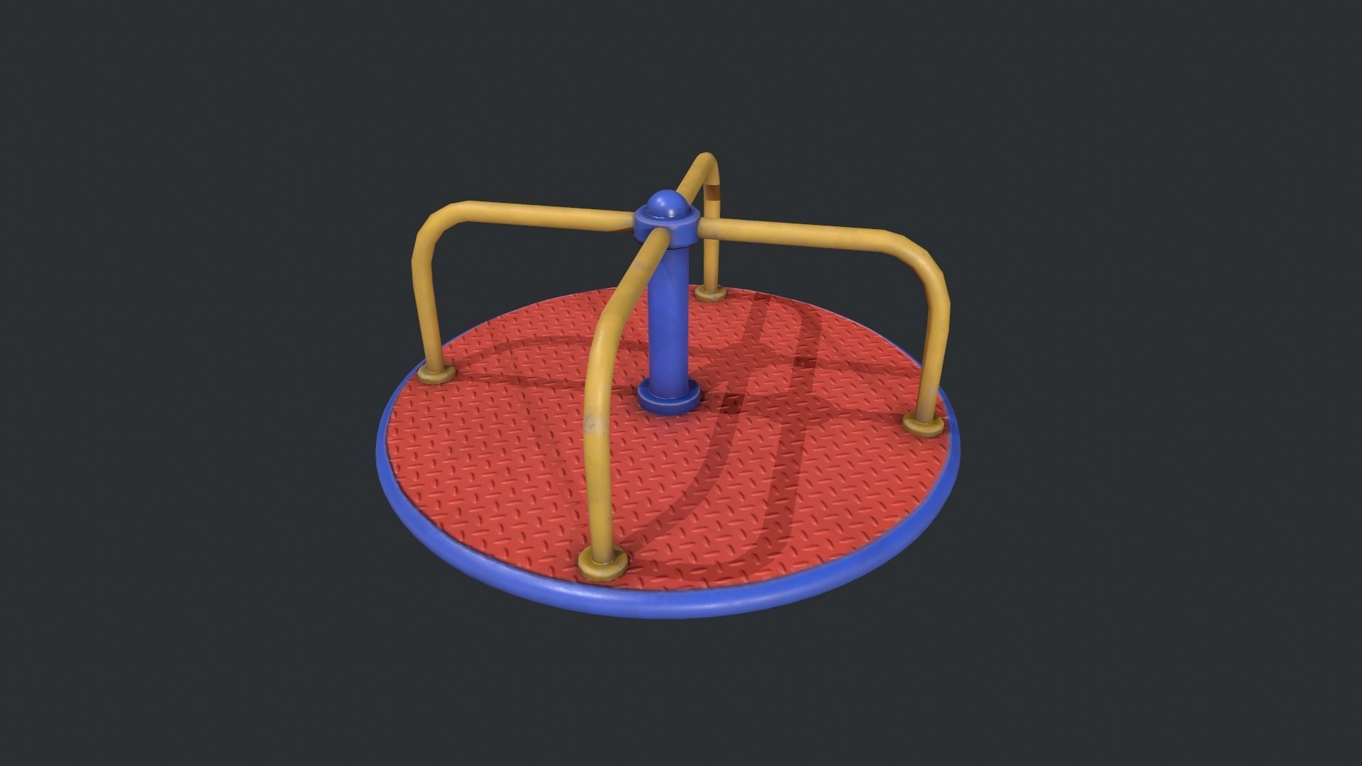 Playground Roundabout - Red Low-poly 3D model_2