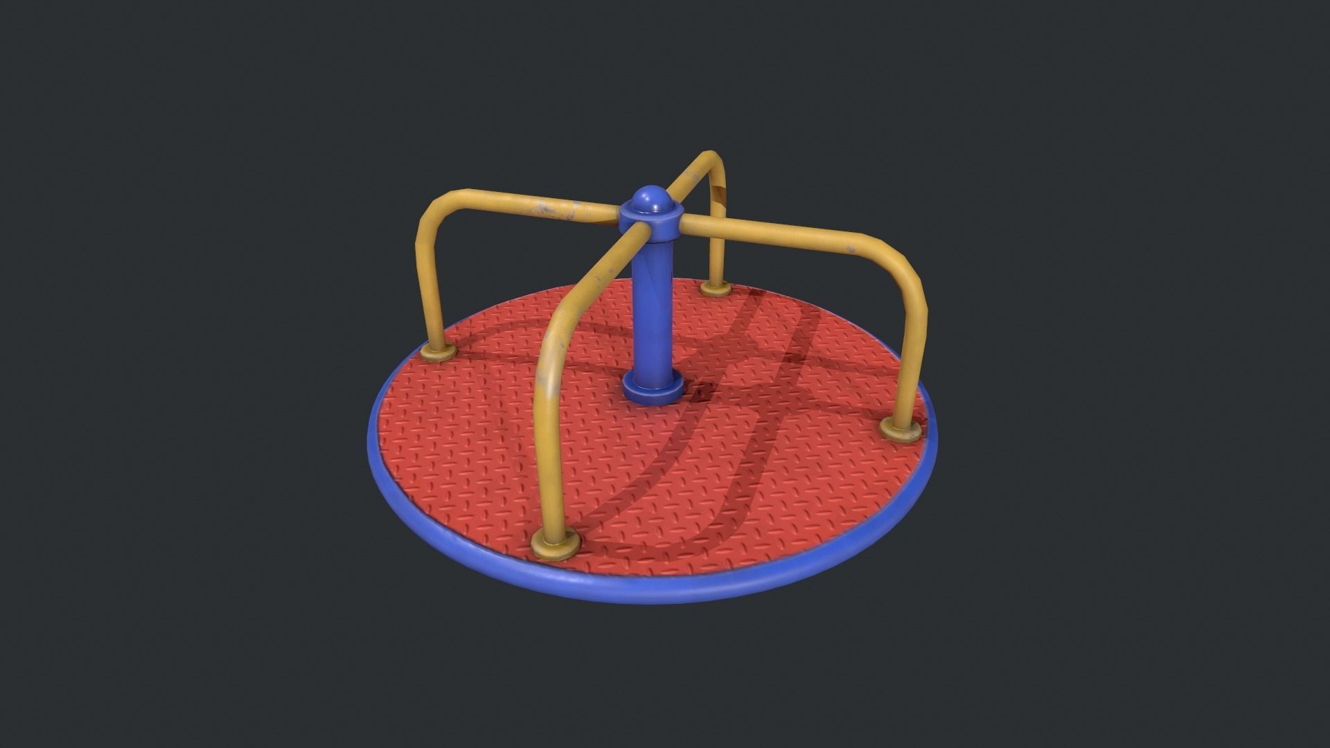 Playground Roundabout - Red Low-poly 3D model_13
