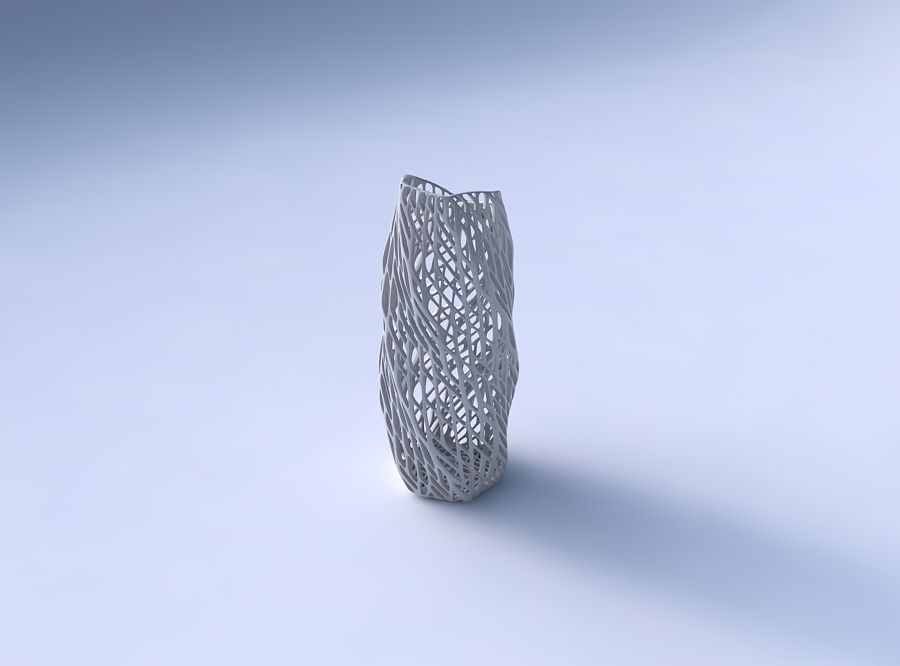 Vase twisted arc hexagon with lattice tiles 3D print model_3