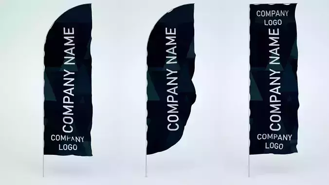 Animated Banner Flags 3D model