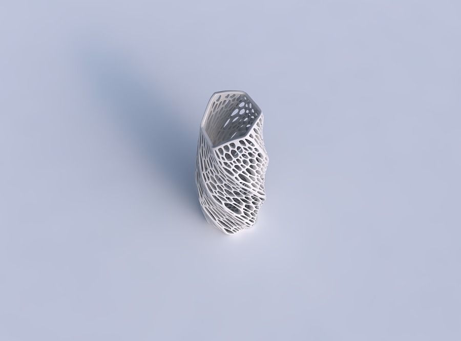 Vase twisted arc hexagon with organic lattice and tappered th... 3D print model_1