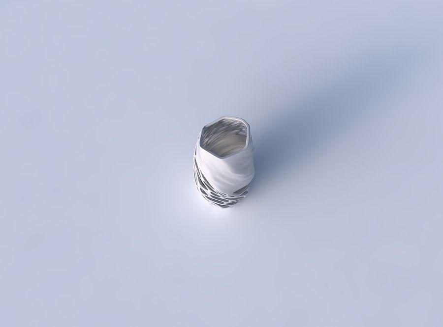 Vase twisted arc hexagon with organic lattice half solid 3D print model_2