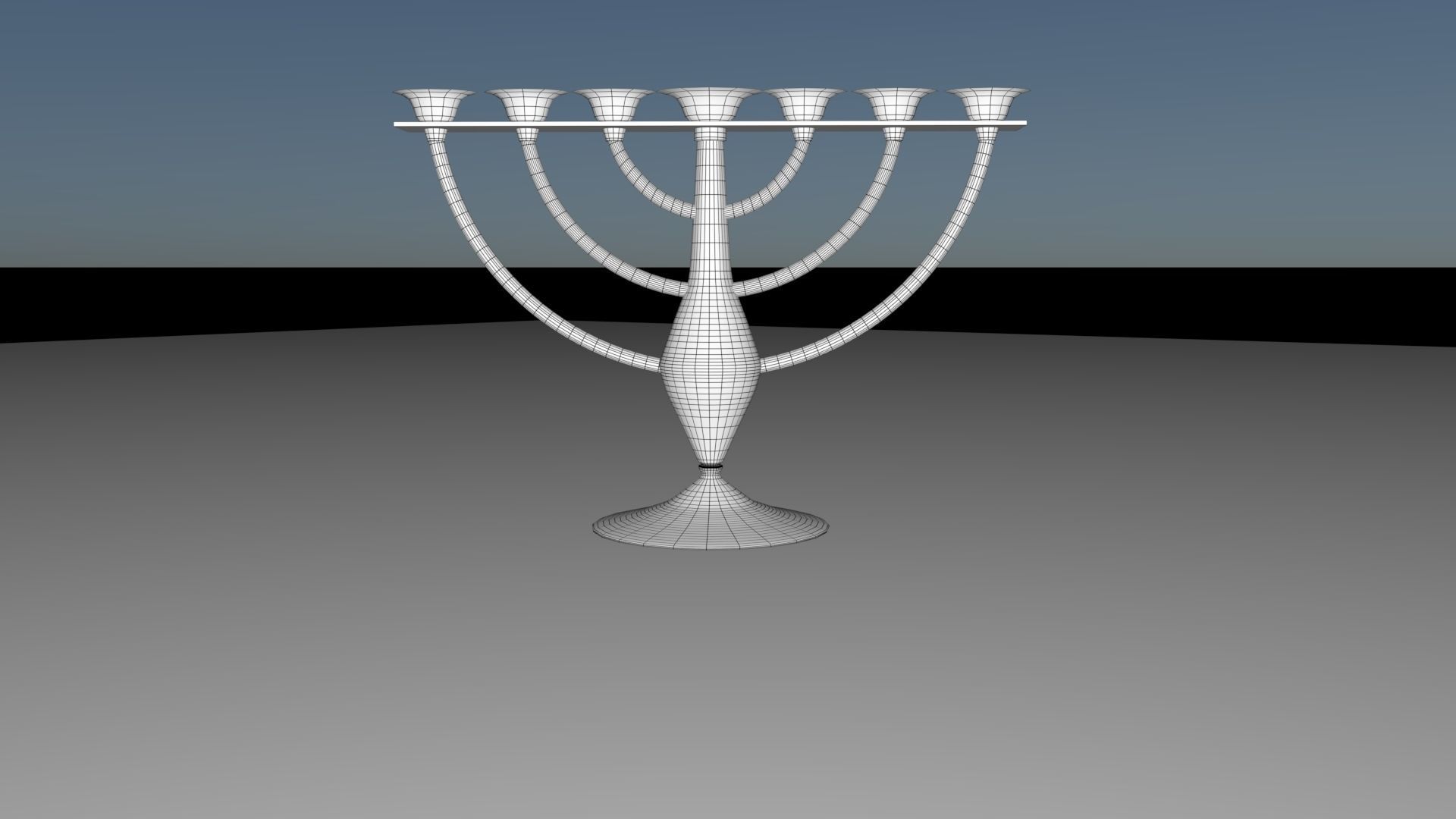Menora gold menorah 3D model_2
