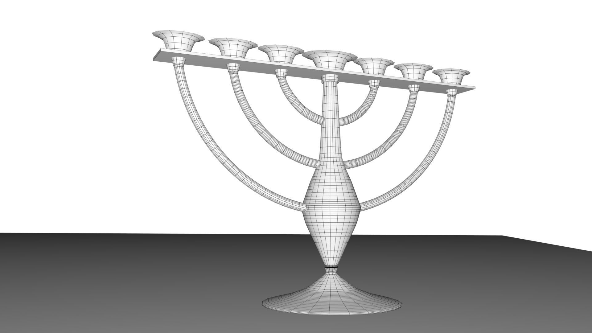 Menora gold menorah 3D model_1