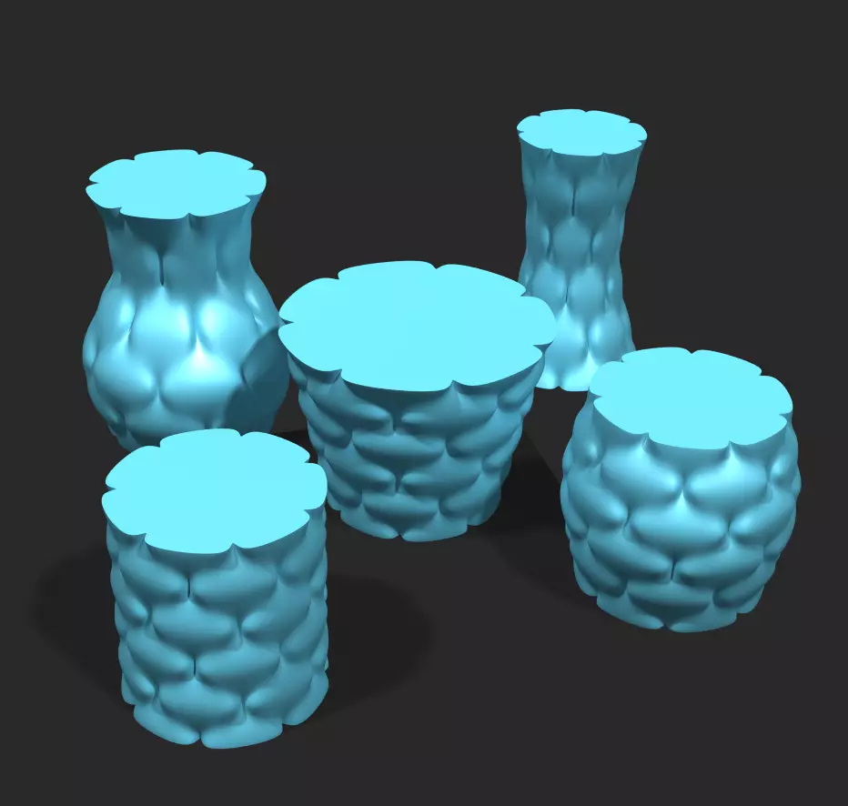Cups and vases - bumpy surface 3D print model