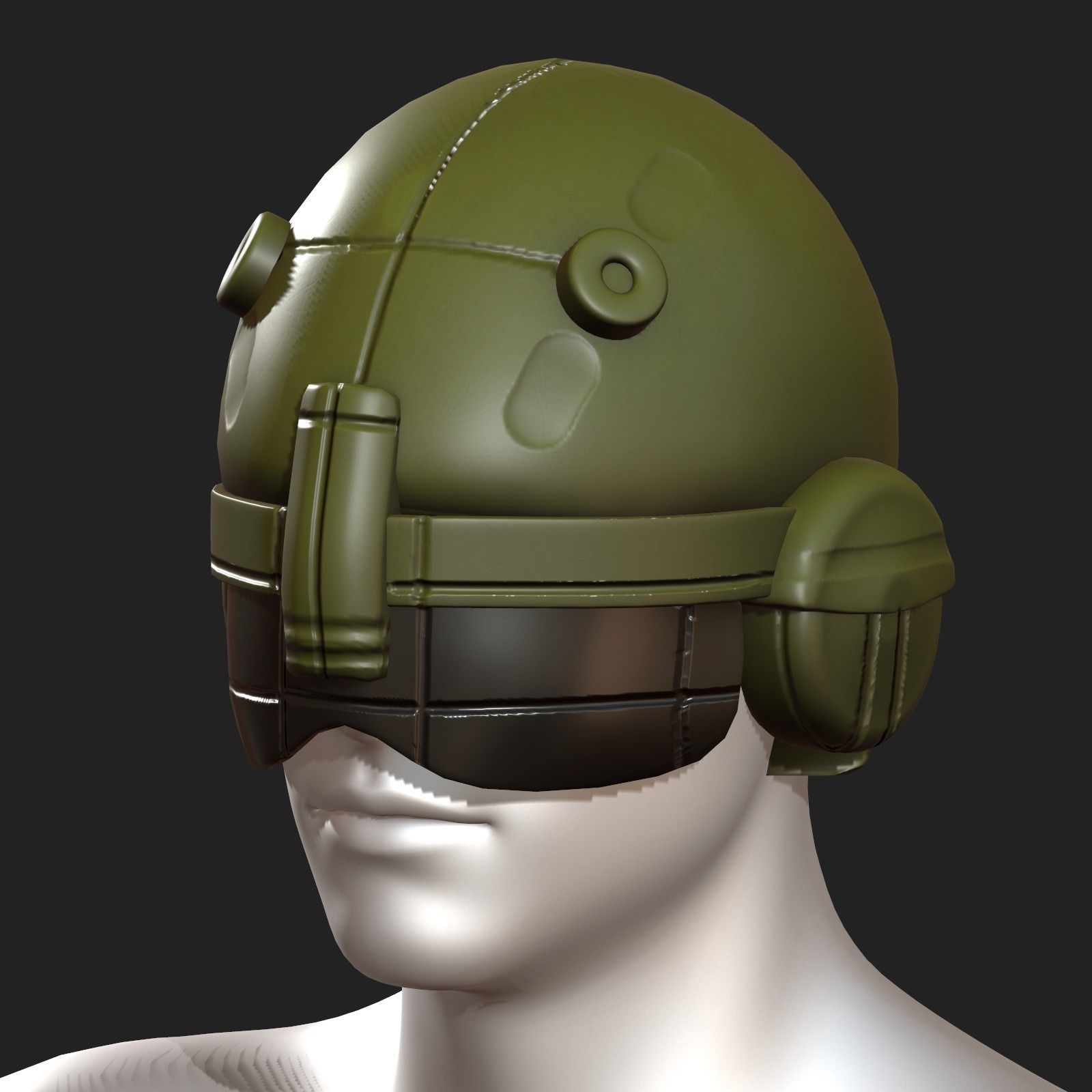 Helmet scifi military futuristic technology Low-poly 3D model_7