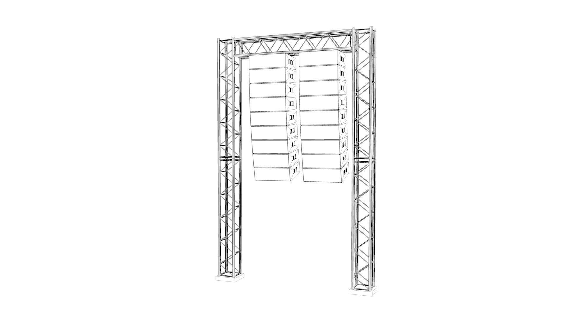 Line Array Concert Sound Speaker System Scaffolding with Truss 3D model_5