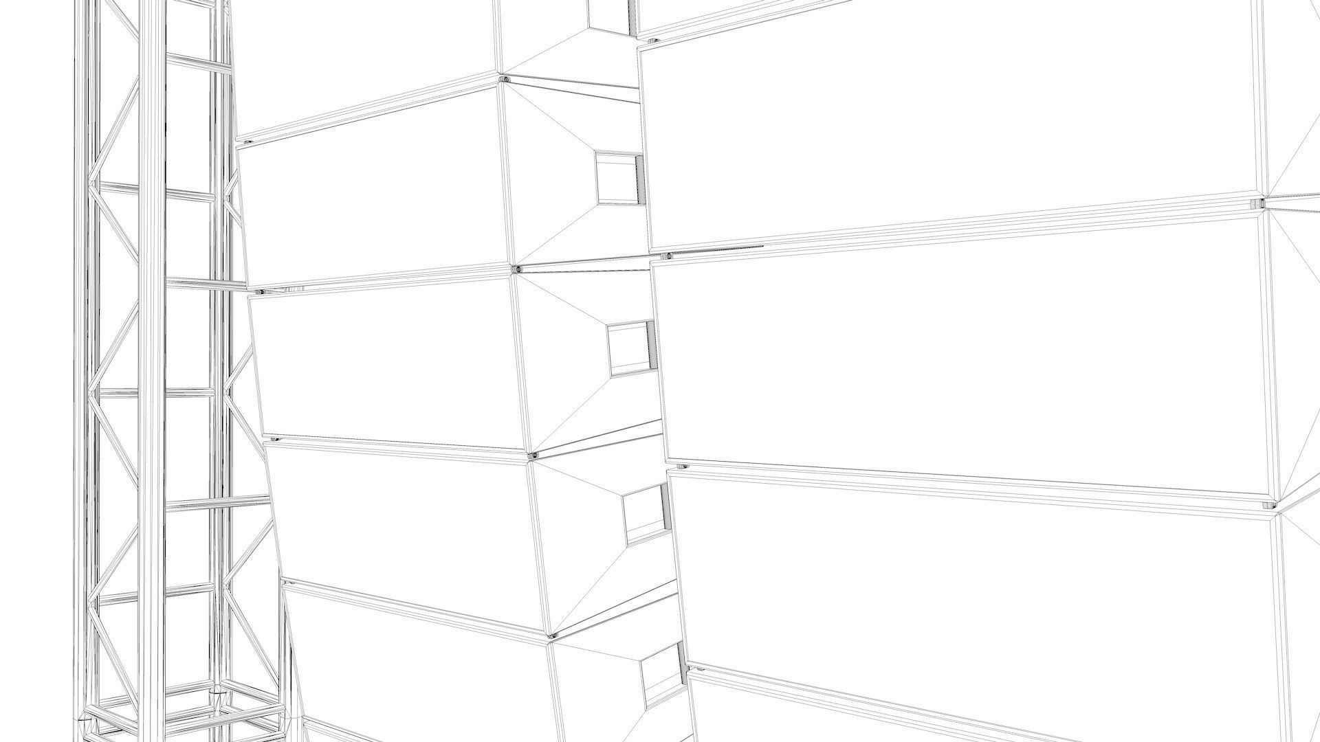 Line Array Concert Sound Speaker System Scaffolding with Truss 3D model_7