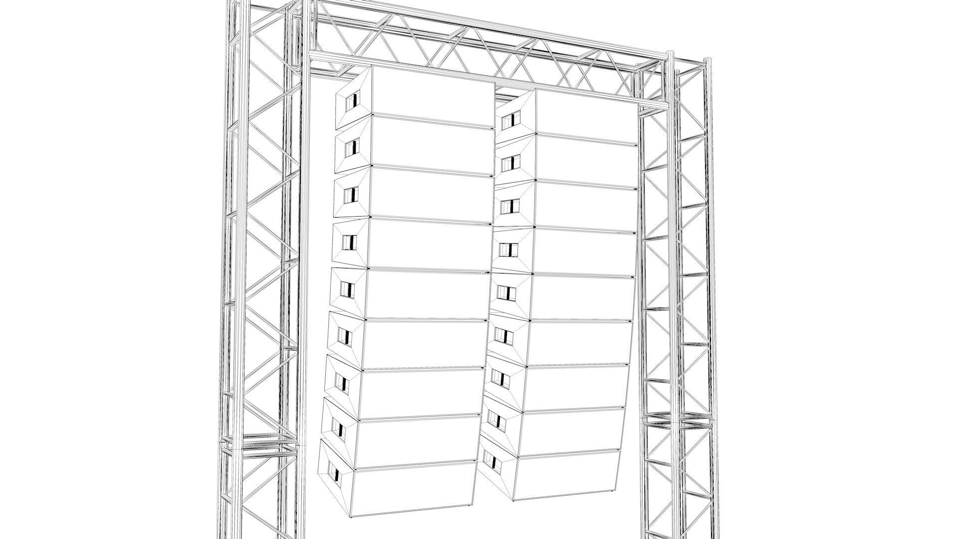 Line Array Concert Sound Speaker System Scaffolding with Truss 3D model_6