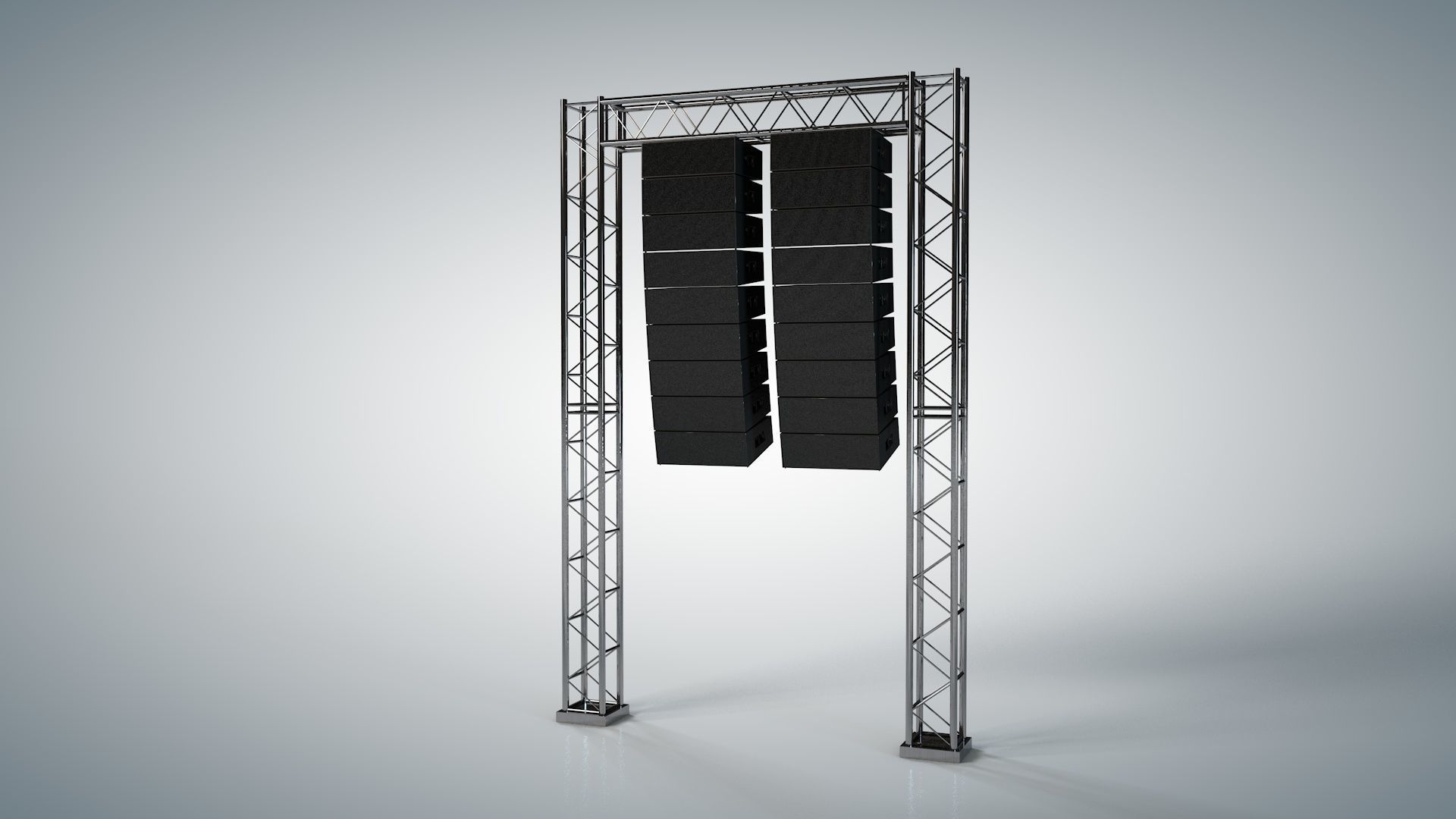 Line Array Concert Sound Speaker System Scaffolding with Truss 3D model_2