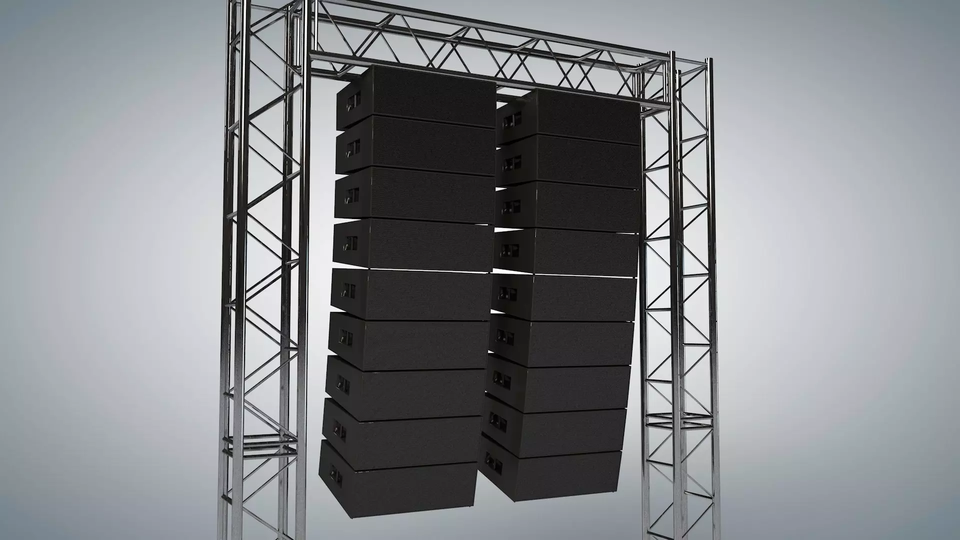 Line Array Concert Sound Speaker System Scaffolding with Truss 3D model_0
