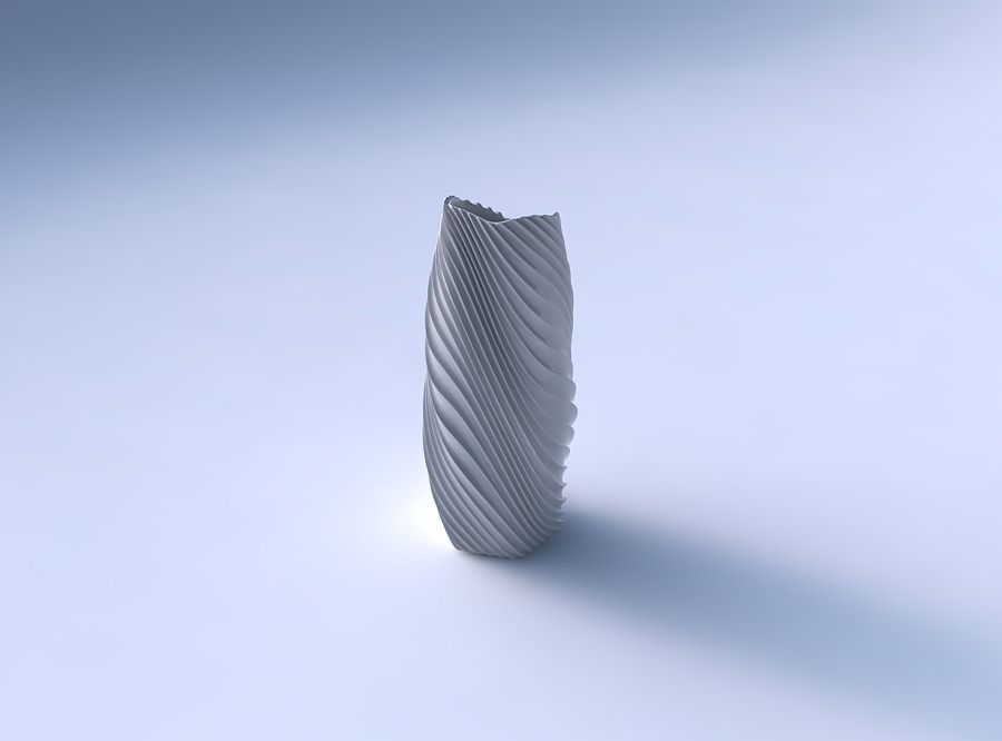 Vase twisted arc hexagon with wavy extruded lines 3 3D print model_3