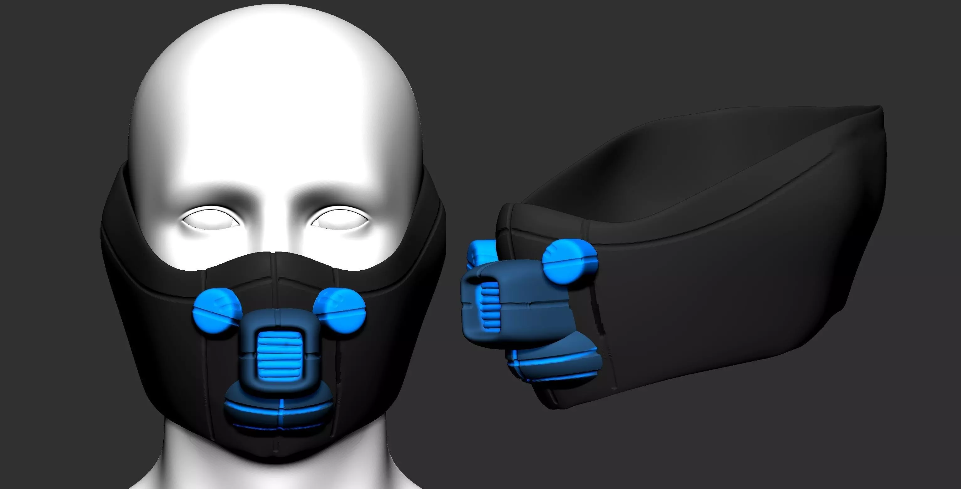 gas mask helmet scifi high poly sculpt 3d printable ver 7 3D model_0