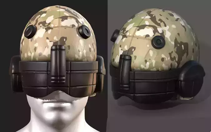 Helmet scifi fantasy futuristic military combat  Low-poly 3D model
