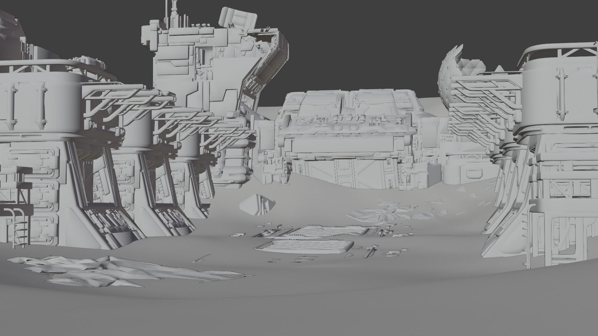 Sci-Fi Abandoned outpost 3D model_3