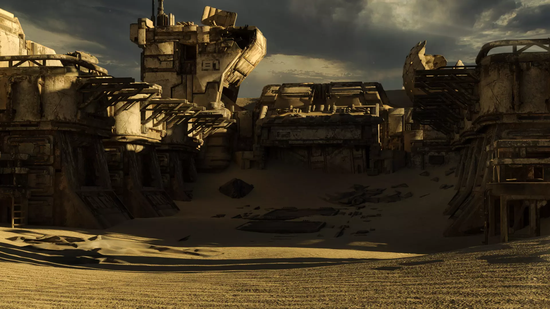 Sci-Fi Abandoned outpost 3D model_0