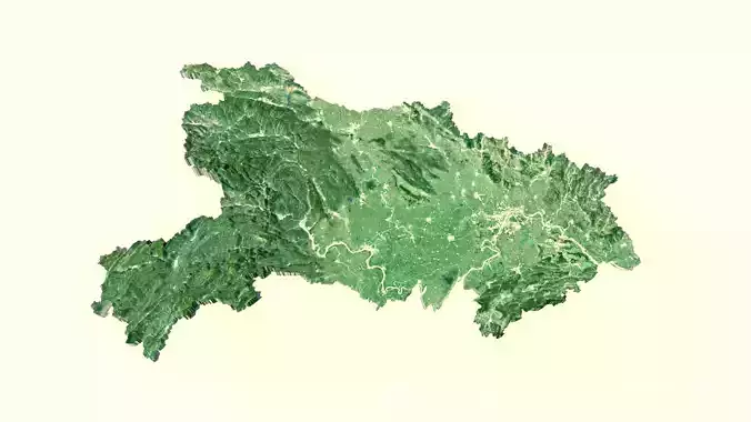 HUBEI Province  3D Terrain Digital Elevation Model