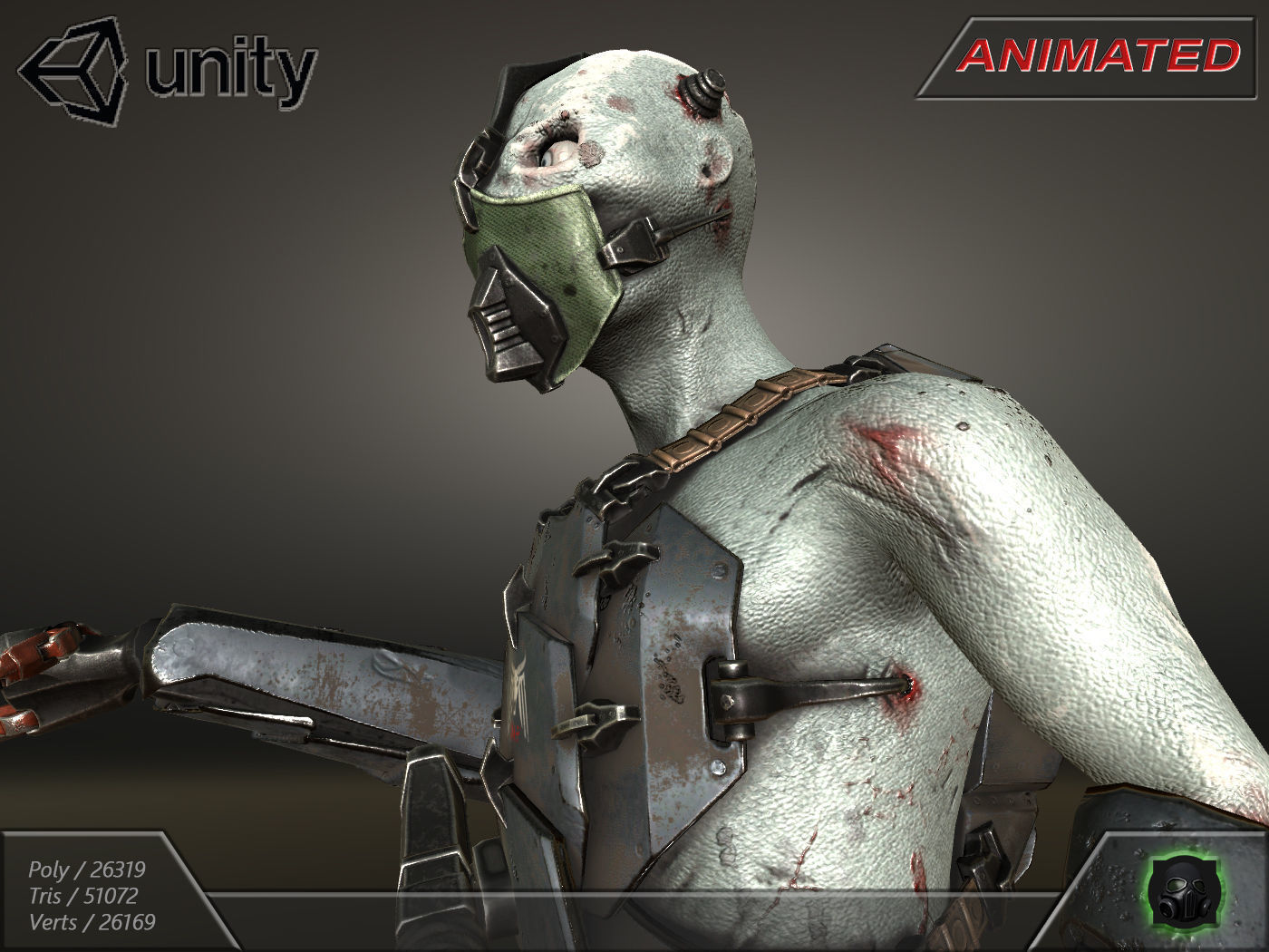 Cyber warrior 01--CyberOrk Low-poly 3D model_10