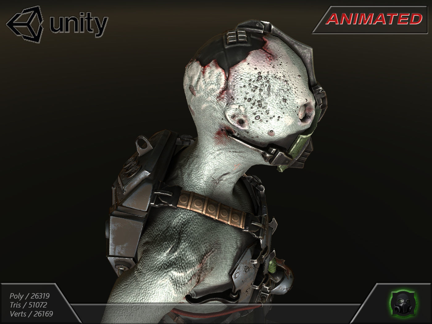 Cyber warrior 01--CyberOrk Low-poly 3D model_8