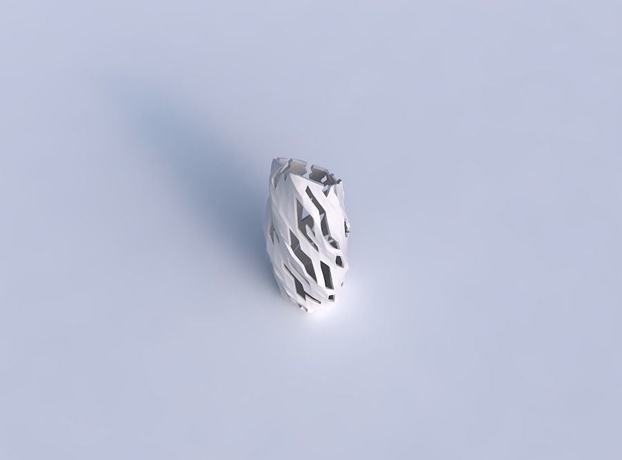 Vase twisted bent hexagon with cuts 3D print model_1