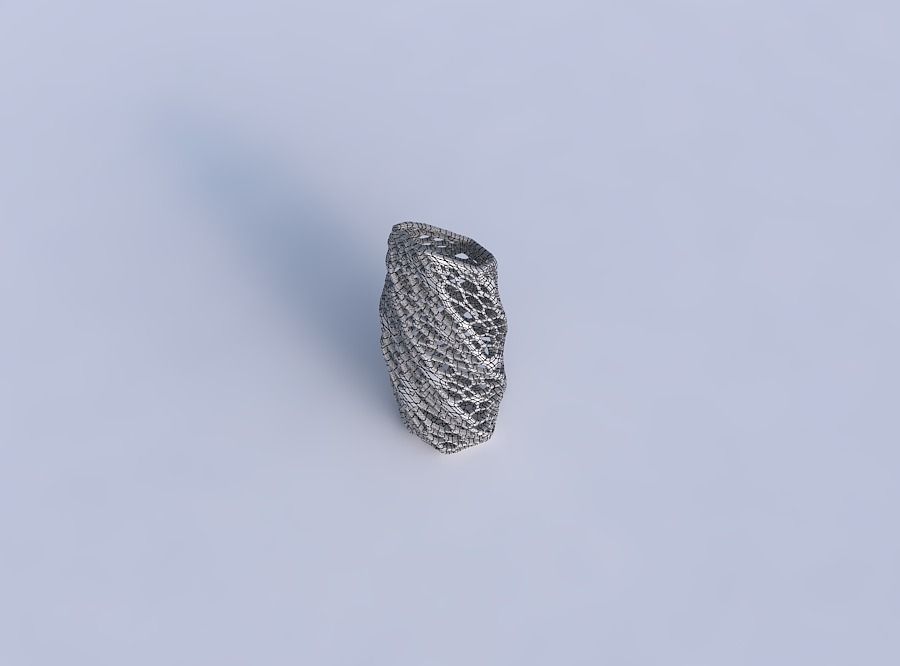 Vase twisted bent hexagon with dense organic lattice 3D print model_6