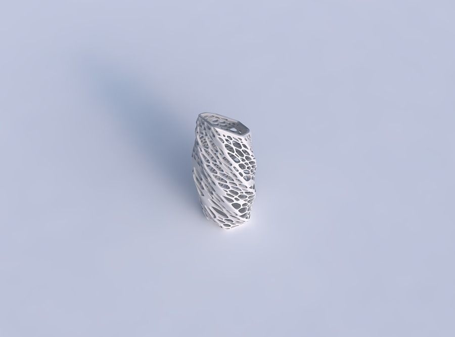 Vase twisted bent hexagon with dense organic lattice 3D print model_1