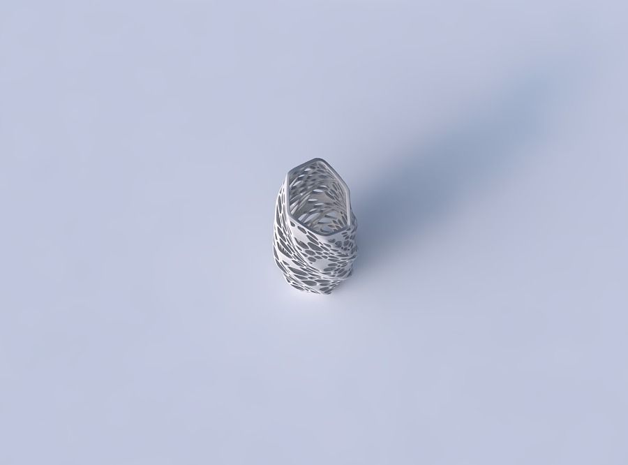 Vase twisted bent hexagon with dense organic lattice 3D print model_2