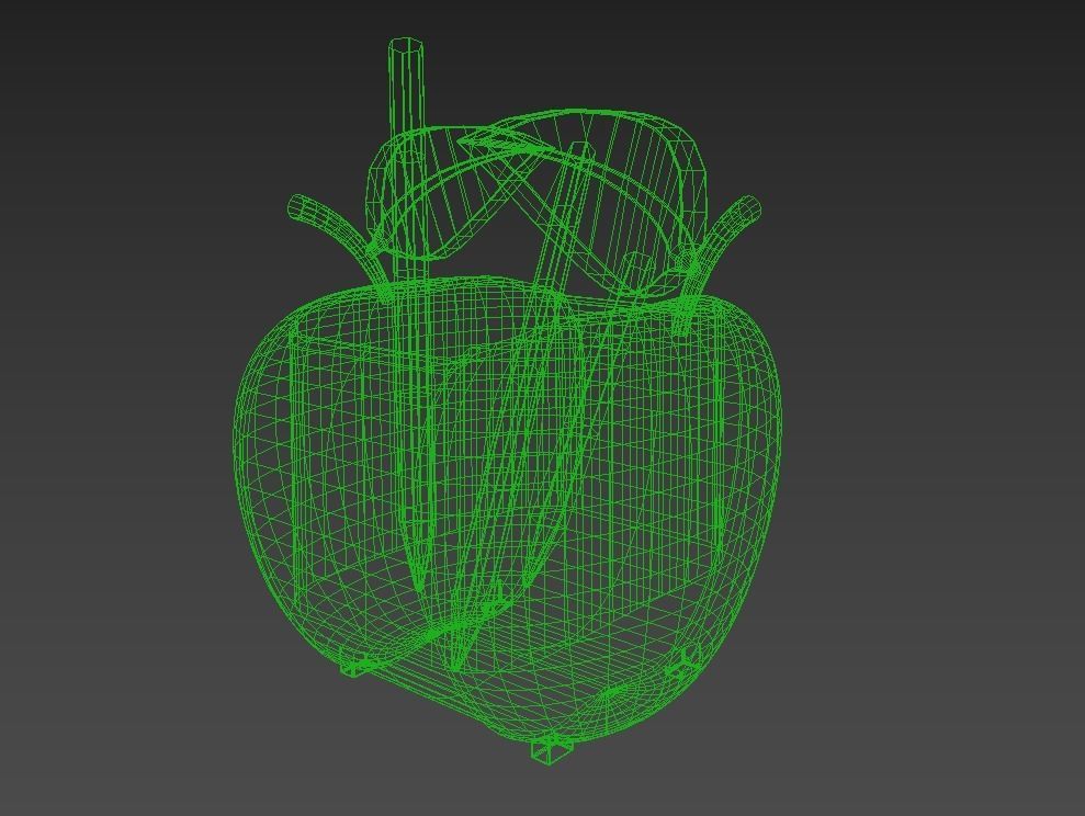 Red Apple Pencil Box  Low-poly 3D model_7